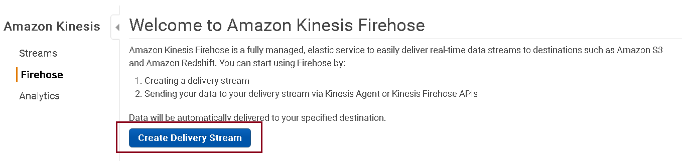 Create a delivery stream